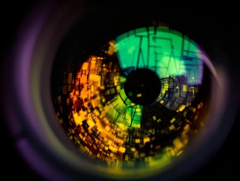 Close-up of a binocular eyepiece lens