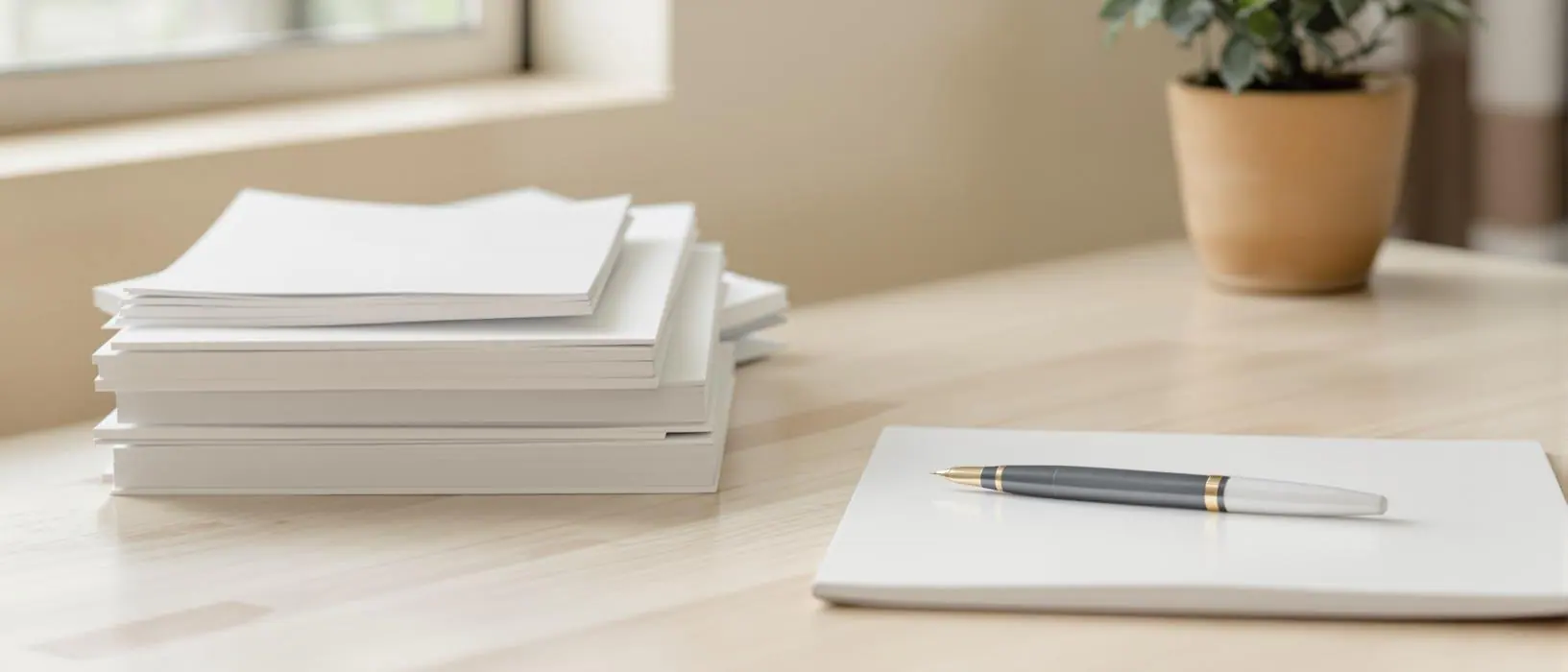Calm workspace with organized documents